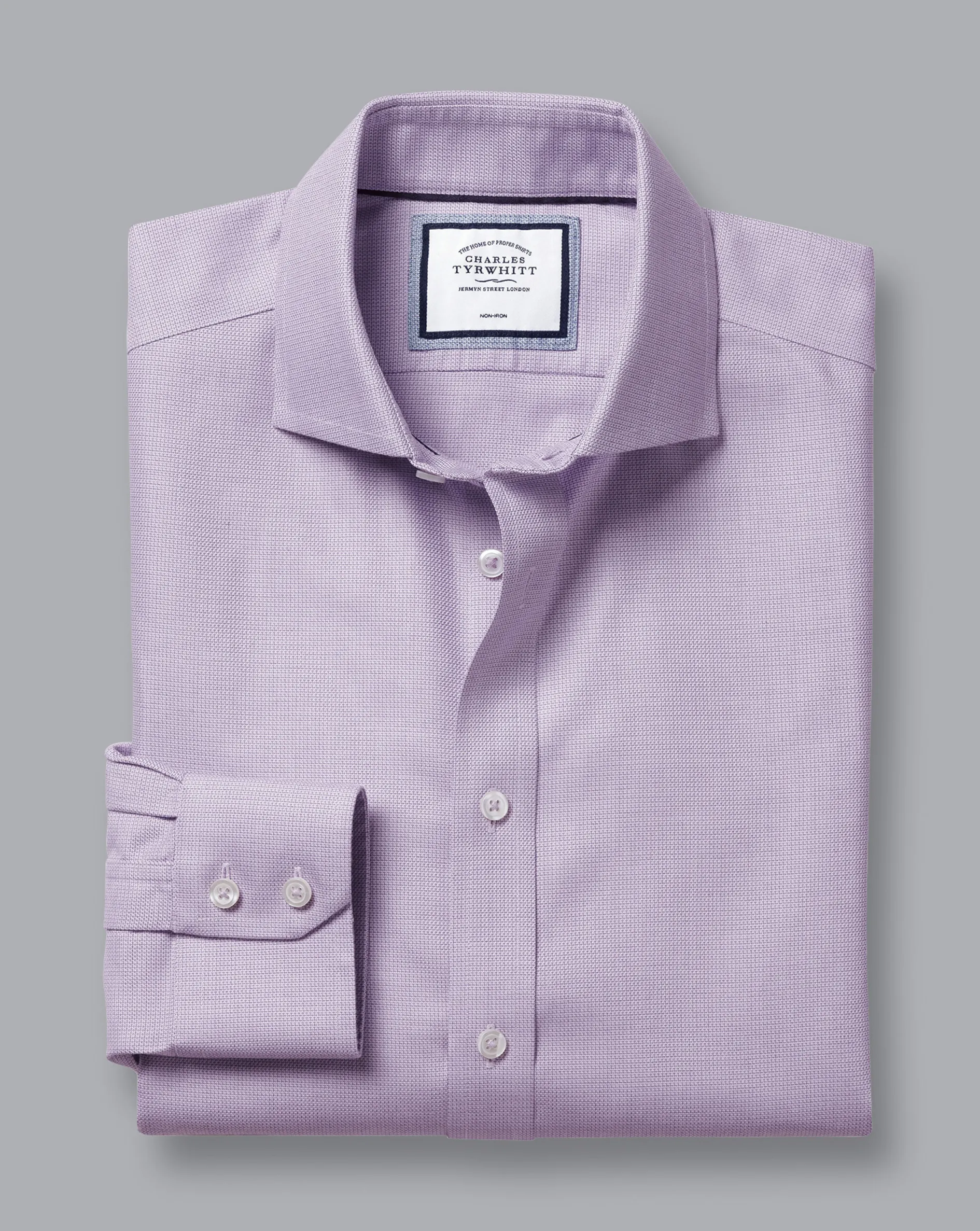 Cheap Charles Tyrwhitt Spread collar Non-Iron Richmond Weave Shirt - Mauve Mauve Purple