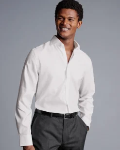 Outlet Charles Tyrwhitt Spread Collar Non-Iron Royal Oxford Shirt - White