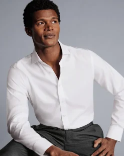 Outlet Charles Tyrwhitt Spread Collar Non-Iron Royal Oxford Shirt - White