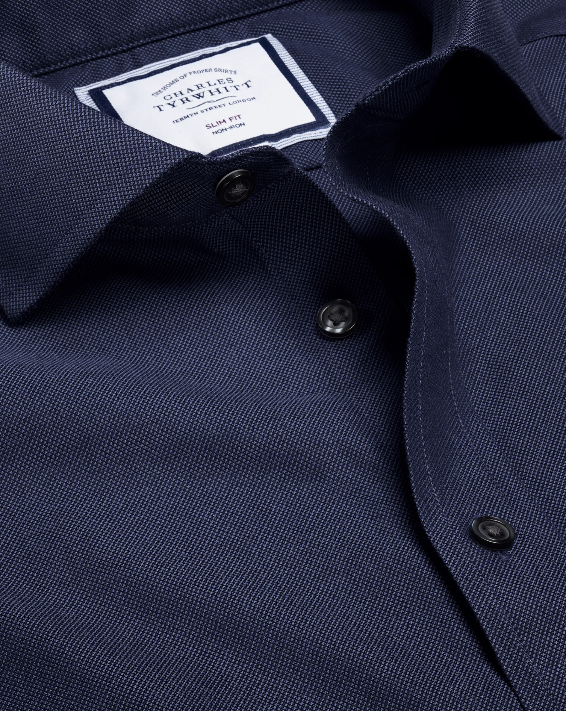 Shop Charles Tyrwhitt Spread Collar Non-Iron Royal Oxford Shirt - French Blue