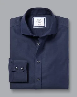 Shop Charles Tyrwhitt Spread Collar Non-Iron Royal Oxford Shirt - French Blue