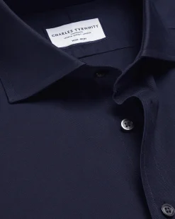 New Charles Tyrwhitt Spread Collar Non-Iron Twill Shirt - Navy