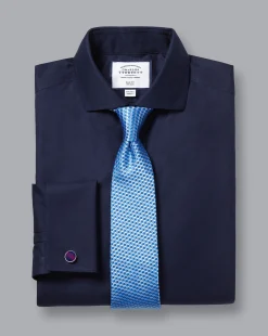 New Charles Tyrwhitt Spread Collar Non-Iron Twill Shirt - Navy