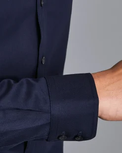 New Charles Tyrwhitt Spread Collar Non-Iron Twill Shirt - Navy