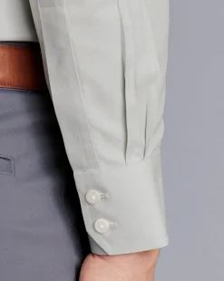 Best Sale Charles Tyrwhitt Spread Collar Non-Iron Twill Shirt - Grey Silver