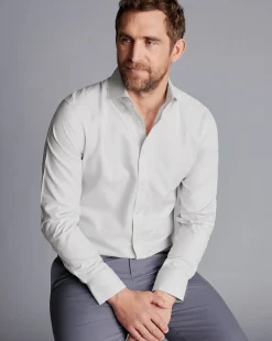Best Sale Charles Tyrwhitt Spread Collar Non-Iron Twill Shirt - Grey Silver