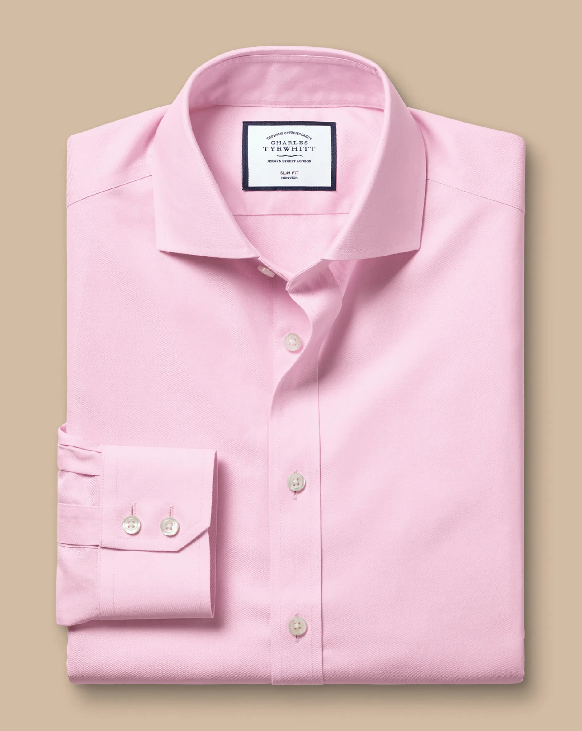 Best Sale Charles Tyrwhitt Spread Collar Non-Iron Twill Shirt - Pink