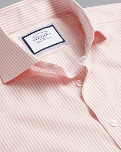 Store Charles Tyrwhitt Spread Collar Non-Iron Twill Stripe Shirt - Orange