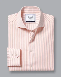 Store Charles Tyrwhitt Spread Collar Non-Iron Twill Stripe Shirt - Orange