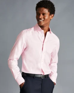 Sale Charles Tyrwhitt Spread Collar Non-Iron Twill Mini Windowpane Check Shirt - Pink