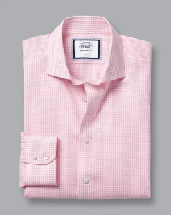 Sale Charles Tyrwhitt Spread Collar Non-Iron Twill Mini Windowpane Check Shirt - Pink