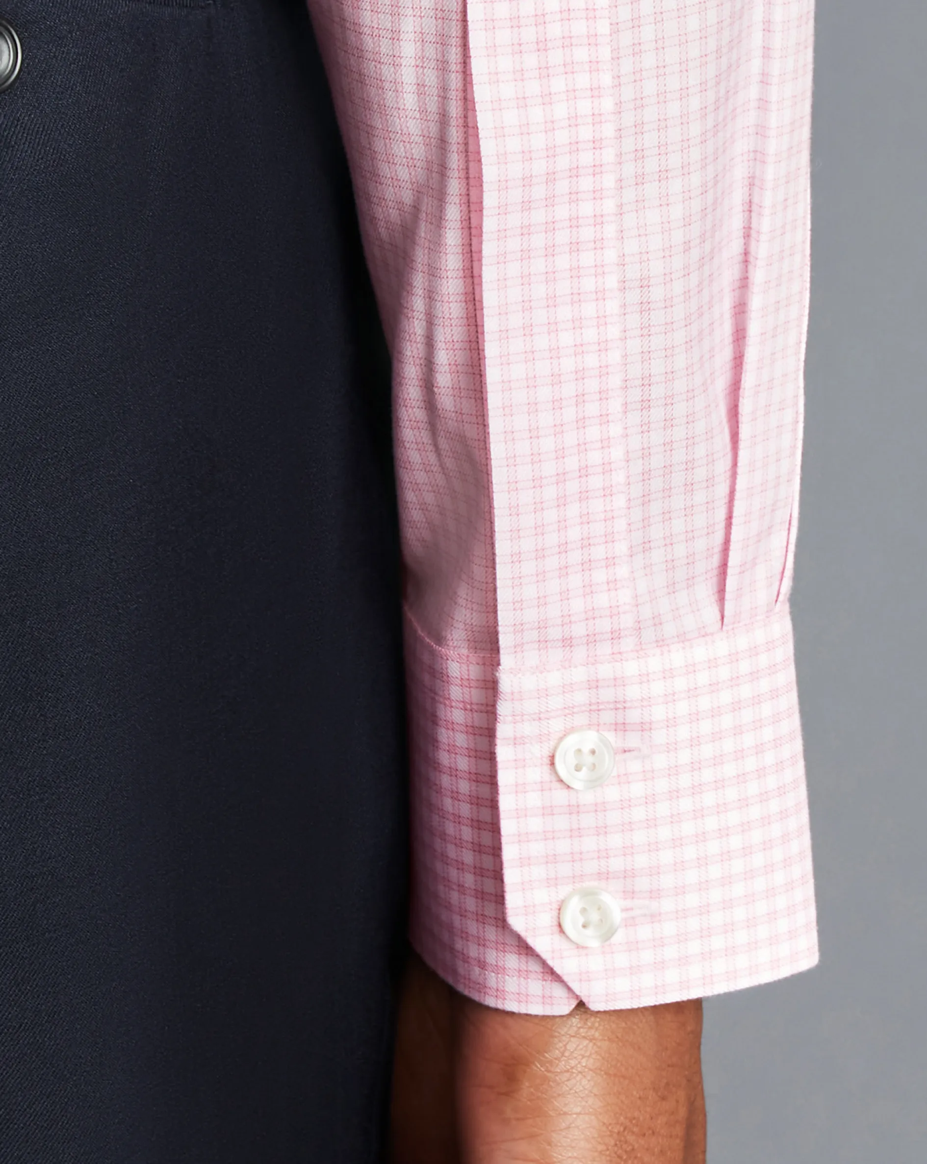 Sale Charles Tyrwhitt Spread Collar Non-Iron Twill Mini Windowpane Check Shirt - Pink