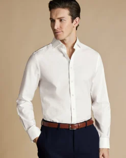 Store Charles Tyrwhitt Spread collar Non-Iron Twill Shirt - Ivory