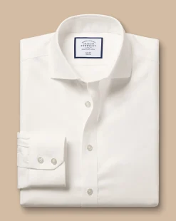 Store Charles Tyrwhitt Spread collar Non-Iron Twill Shirt - Ivory