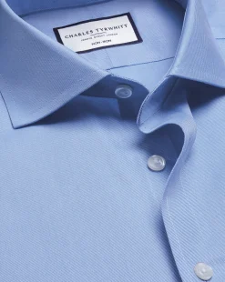Store Charles Tyrwhitt Spread Collar Non-Iron Twill Shirt - Cornflower Blue