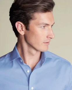 Store Charles Tyrwhitt Spread Collar Non-Iron Twill Shirt - Cornflower Blue