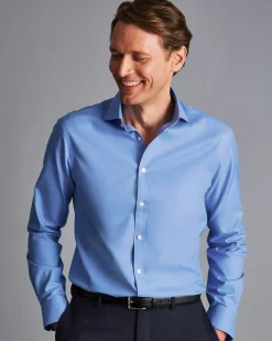 Clearance Charles Tyrwhitt Spread Collar Non-Iron Twill Shirt - Cornflower Blue