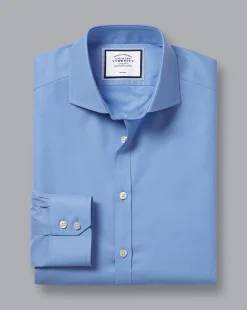 Clearance Charles Tyrwhitt Spread Collar Non-Iron Twill Shirt - Cornflower Blue