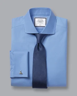Clearance Charles Tyrwhitt Spread Collar Non-Iron Twill Shirt - Cornflower Blue
