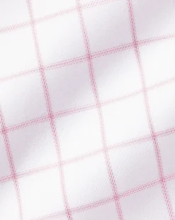 Outlet Charles Tyrwhitt Spread Collar Non-Iron Twill Grid Check Shirt - Pink