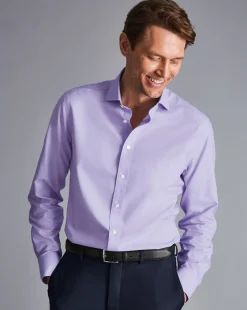 Store Charles Tyrwhitt Spread Collar Non-Iron Twill Shirt - Purple Lilac