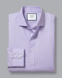 Store Charles Tyrwhitt Spread Collar Non-Iron Twill Shirt - Purple Lilac