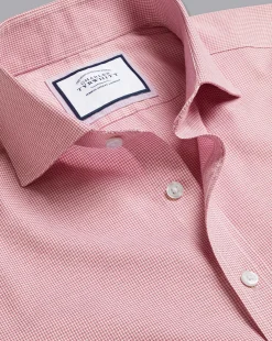 Outlet Charles Tyrwhitt Spread Collar Non-Iron Twill Micro Check Shirt - Red