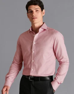 Outlet Charles Tyrwhitt Spread Collar Non-Iron Twill Micro Check Shirt - Red