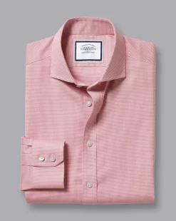 Outlet Charles Tyrwhitt Spread Collar Non-Iron Twill Micro Check Shirt - Red