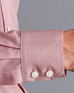 Outlet Charles Tyrwhitt Spread Collar Non-Iron Twill Micro Check Shirt - Red