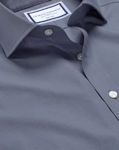 Hot Charles Tyrwhitt Spread Collar Non-Iron Twill Shirt - Heather Blue