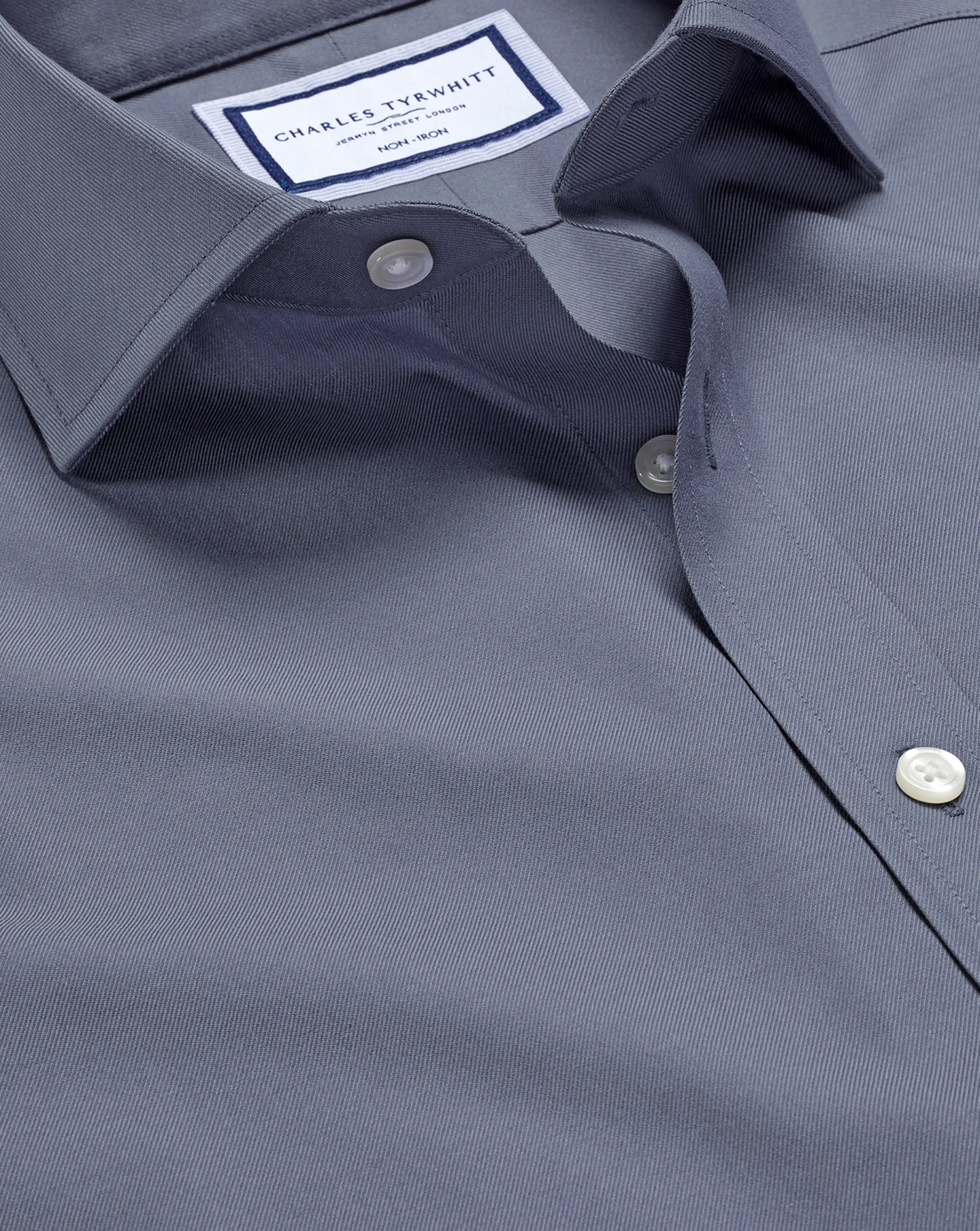 Hot Charles Tyrwhitt Spread Collar Non-Iron Twill Shirt - Heather Blue