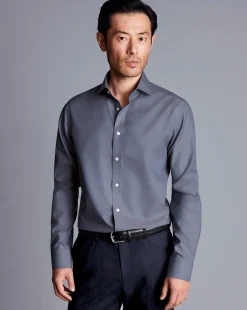 Hot Charles Tyrwhitt Spread Collar Non-Iron Twill Shirt - Heather Blue