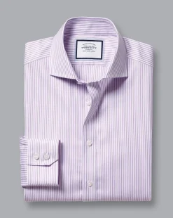 Best Sale Charles Tyrwhitt Spread Collar Non-Iron Twill Stripe Shirt - Mauve Purple