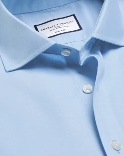 Cheap Charles Tyrwhitt Spread Collar Non-Iron Twill Shirt - Blue Sky