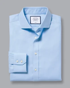 Cheap Charles Tyrwhitt Spread Collar Non-Iron Twill Shirt - Blue Sky