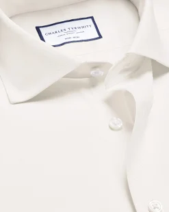 Hot Charles Tyrwhitt Spread Collar Non-Iron Twill Shirt - Ivory White