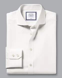 Hot Charles Tyrwhitt Spread Collar Non-Iron Twill Shirt - Ivory White