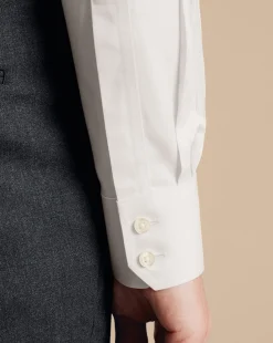 Hot Charles Tyrwhitt Spread Collar Non-Iron Twill Shirt - Ivory White