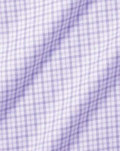 Clearance Charles Tyrwhitt Spread Collar Non-Iron Twill Windowpane Check Shirt - Purple Lilac