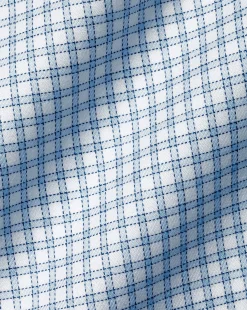 Discount Charles Tyrwhitt Spread Collar Non-Iron Twill Mini Windowpane Check Shirt - Steel Blue