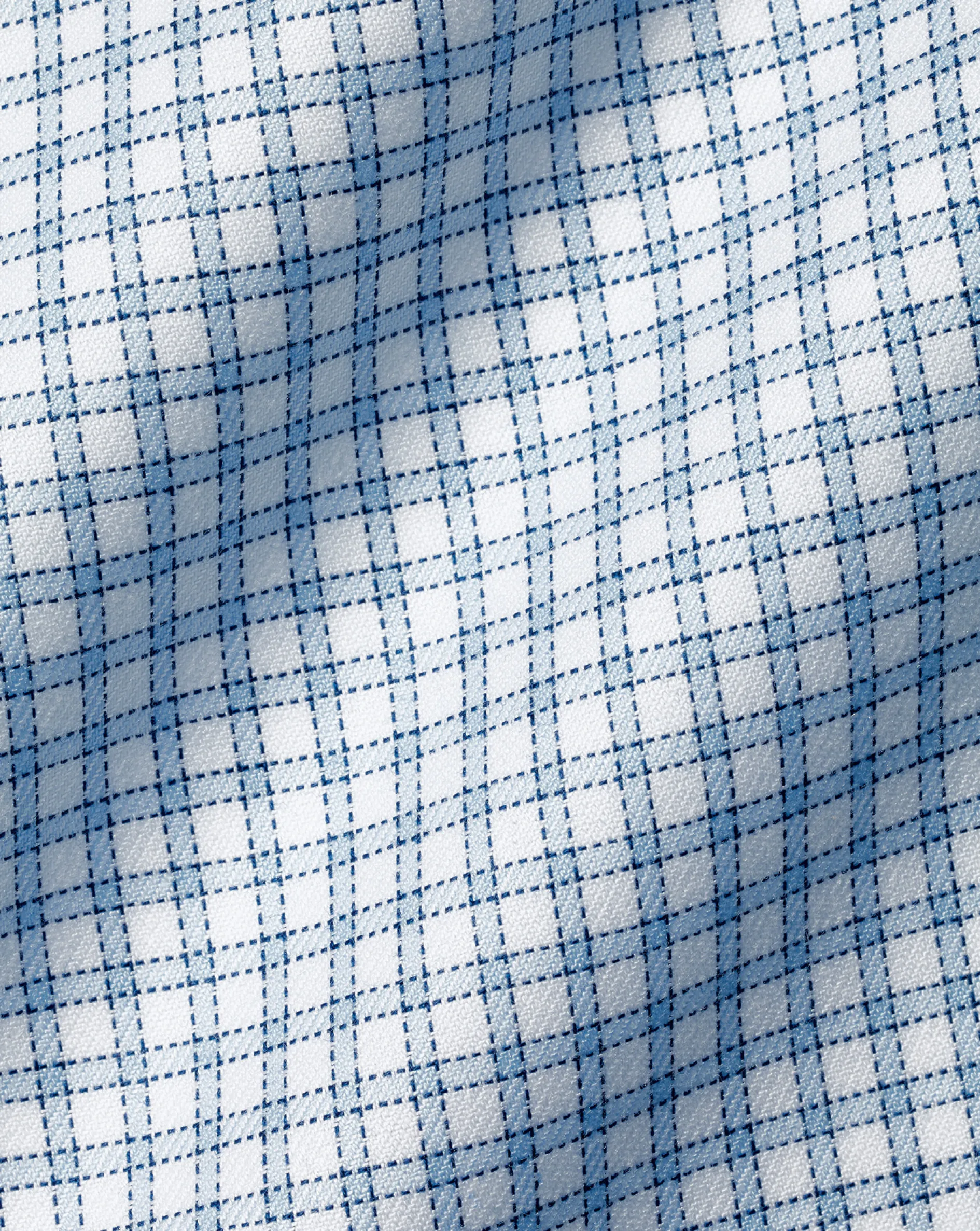 Discount Charles Tyrwhitt Spread Collar Non-Iron Twill Mini Windowpane Check Shirt - Steel Blue