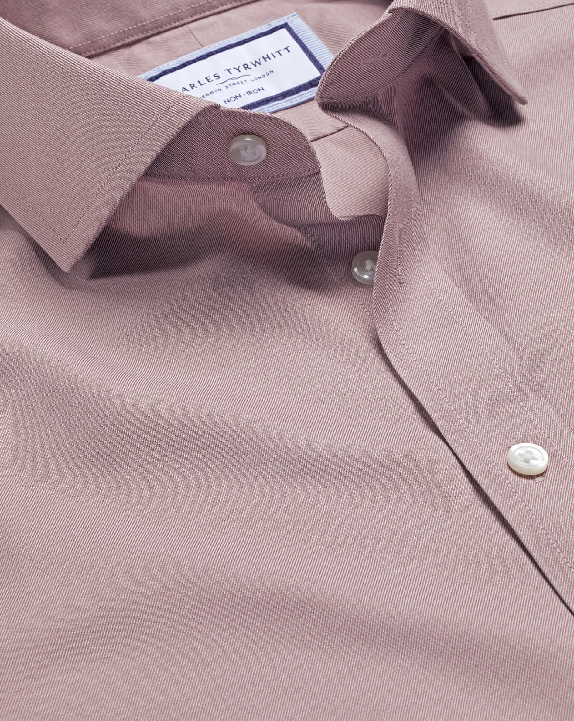 Outlet Charles Tyrwhitt Spread Collar Non-Iron Twill Shirt - Claret Pink