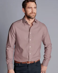 Outlet Charles Tyrwhitt Spread Collar Non-Iron Twill Shirt - Claret Pink