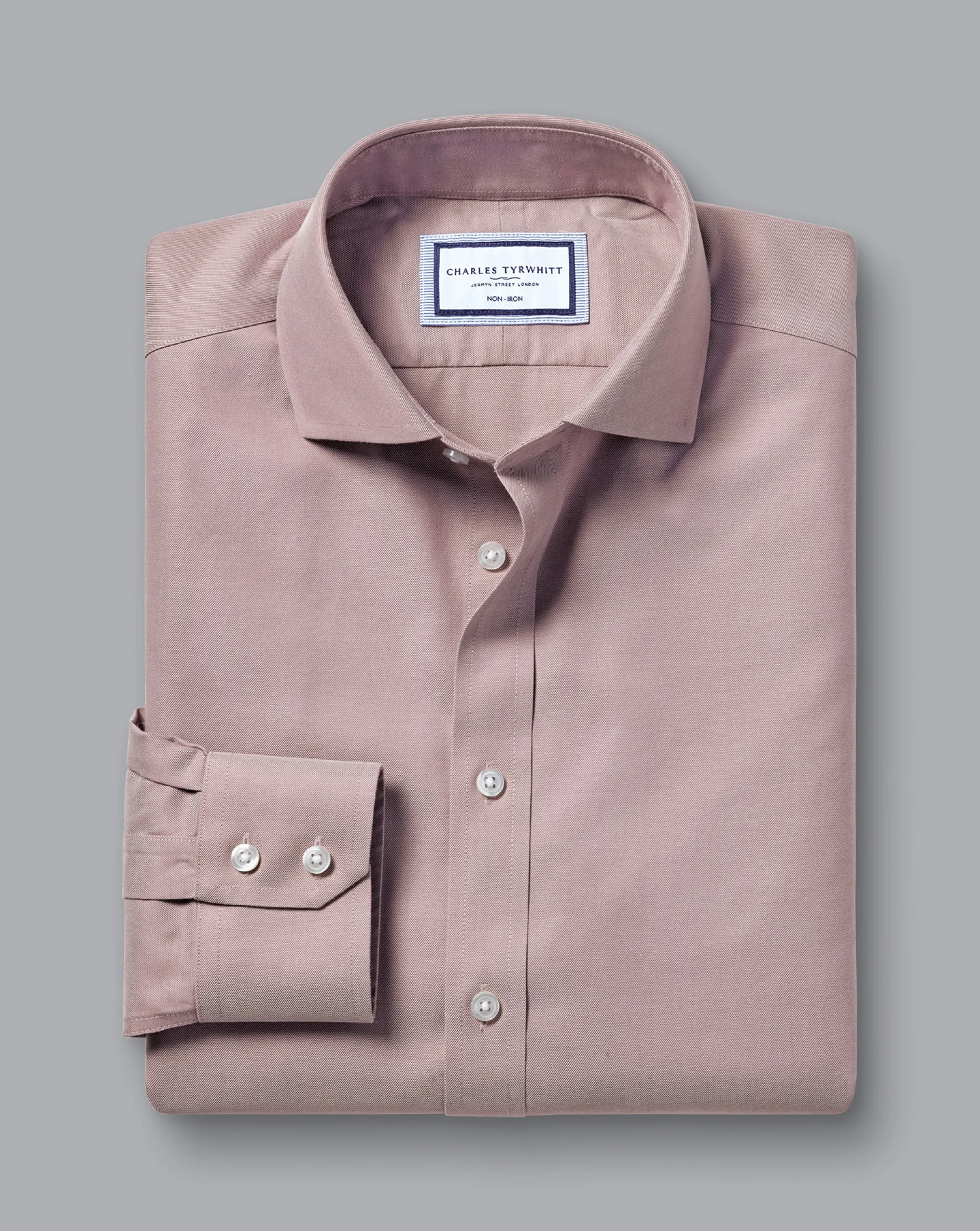 Outlet Charles Tyrwhitt Spread Collar Non-Iron Twill Shirt - Claret Pink