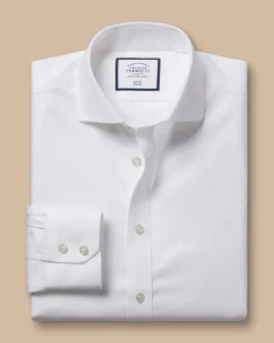 Online Charles Tyrwhitt Spread Collar Non-Iron Twill Shirt - White