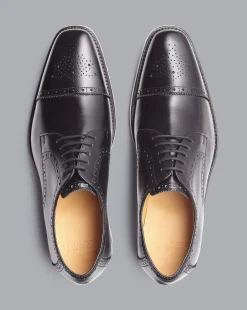 Flash Sale Charles Tyrwhitt Square Toe Derby Brogue Shoes - Black