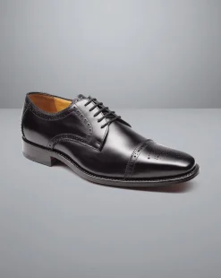 Flash Sale Charles Tyrwhitt Square Toe Derby Brogue Shoes - Black