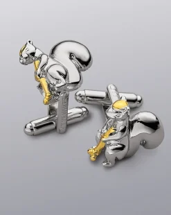Hot Charles Tyrwhitt Squirrel Playing Golf Cufflinks - Silver & Gold