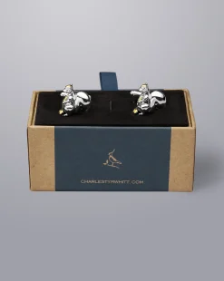 Hot Charles Tyrwhitt Squirrel Playing Golf Cufflinks - Silver & Gold